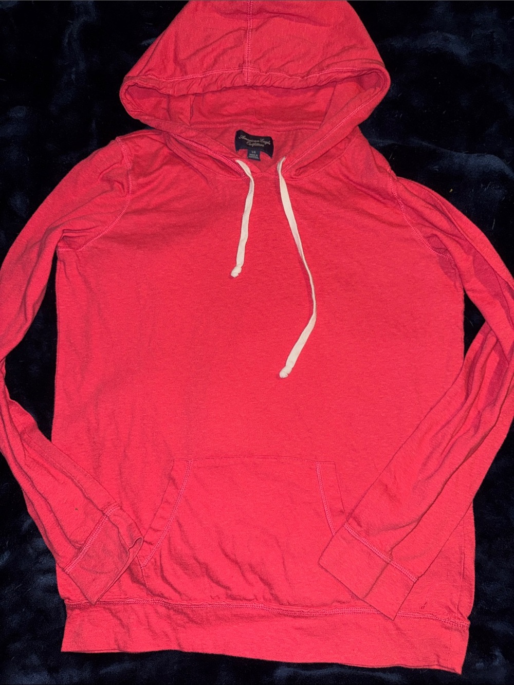 American Eagle Outfitters Coral Pink Hoodie with White Drawstrings